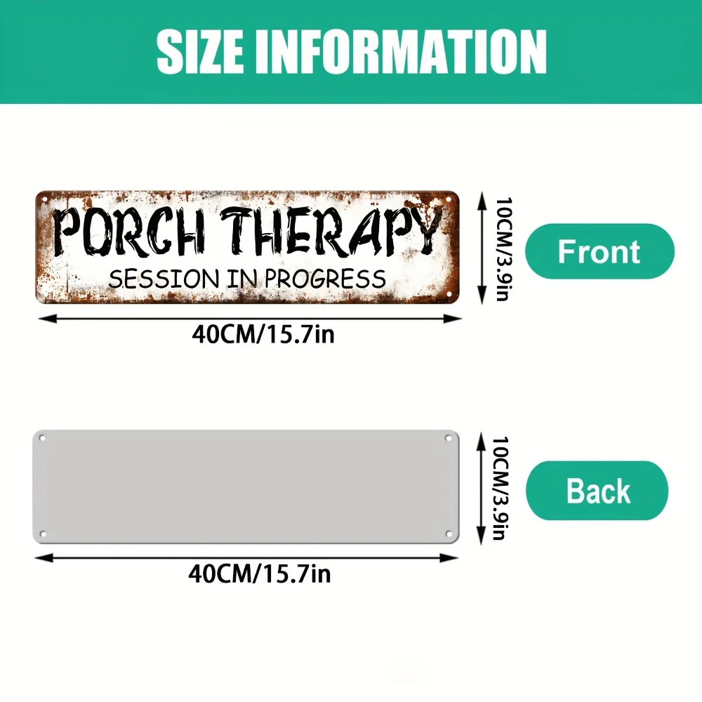 1pc Rustic Porch Therapy Session Sign - Durable, Water-Proof, Dust-Proof Metal Aluminum Decor - 15.7in*3.9in Farmhouse, Home