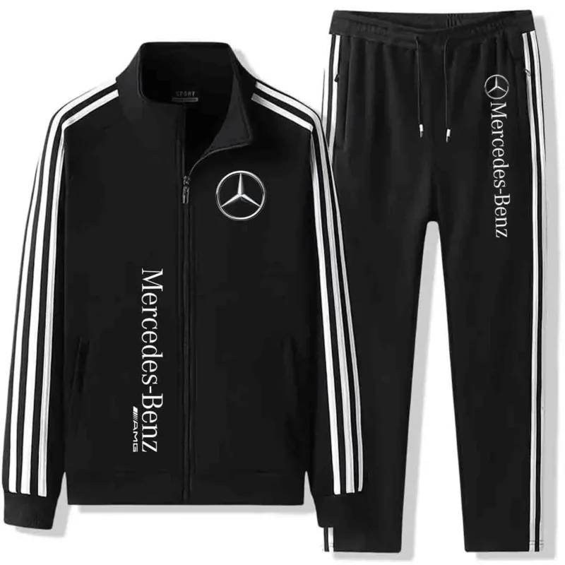 

Mercedes-Benz Men's Sports Suit Casual Outdoor Solid Color Versatile Stand Up Collar Top Jacket Gray Plus Size Middle-aged Men