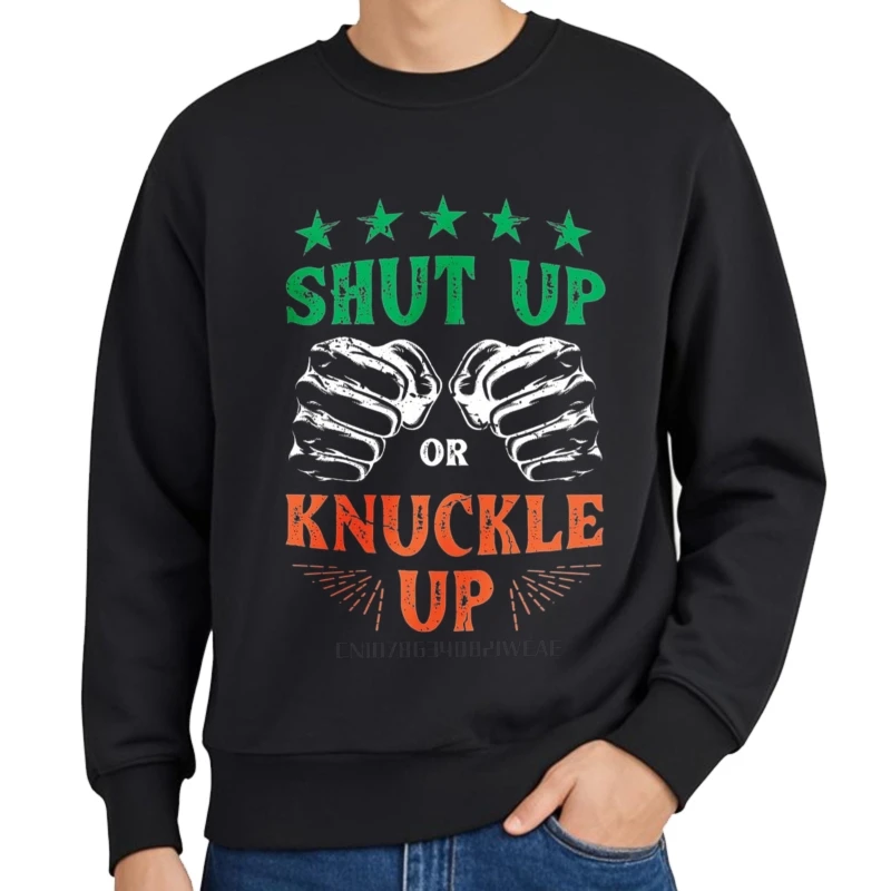Marca outono unisex com capuz shut up ou knuckle up treino macio viagem o-pescoço moletom conforto com capuz masculino marca hoodies