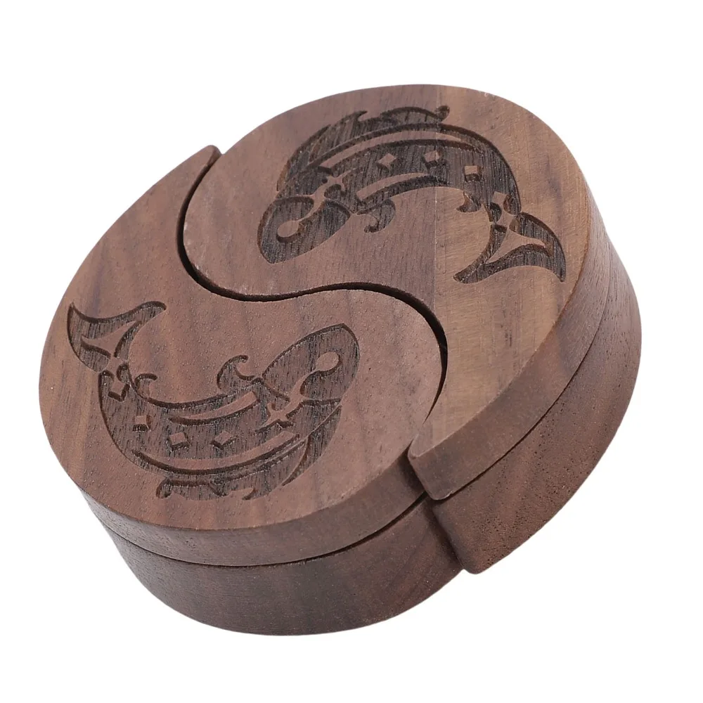 Stylish Walnut Wood Guitar Pick Storage Box Tai Chi Style Wood Color Wooden Guitar Pick Holder Walnut Pick Case For Guitar Picks