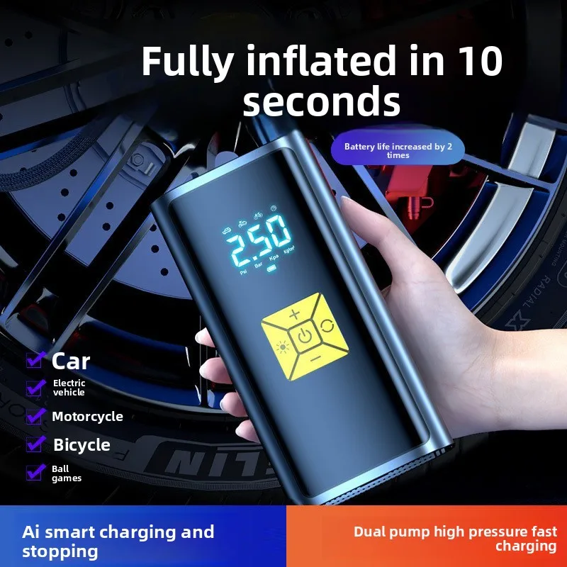 

Автомобильный беспроводной воздушный насос, портативный автомобильный воздушный насос, электрический автомобильный насос высокого давления высокой мощности