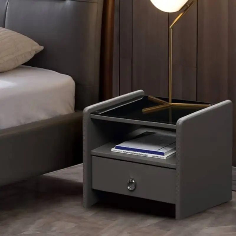 

Glossy Aesthetic Bedside Table Brass Minimalist Wooden Girls Nightstand Drawers Cheap Mesita De Noche Dormitorio Home Furniture