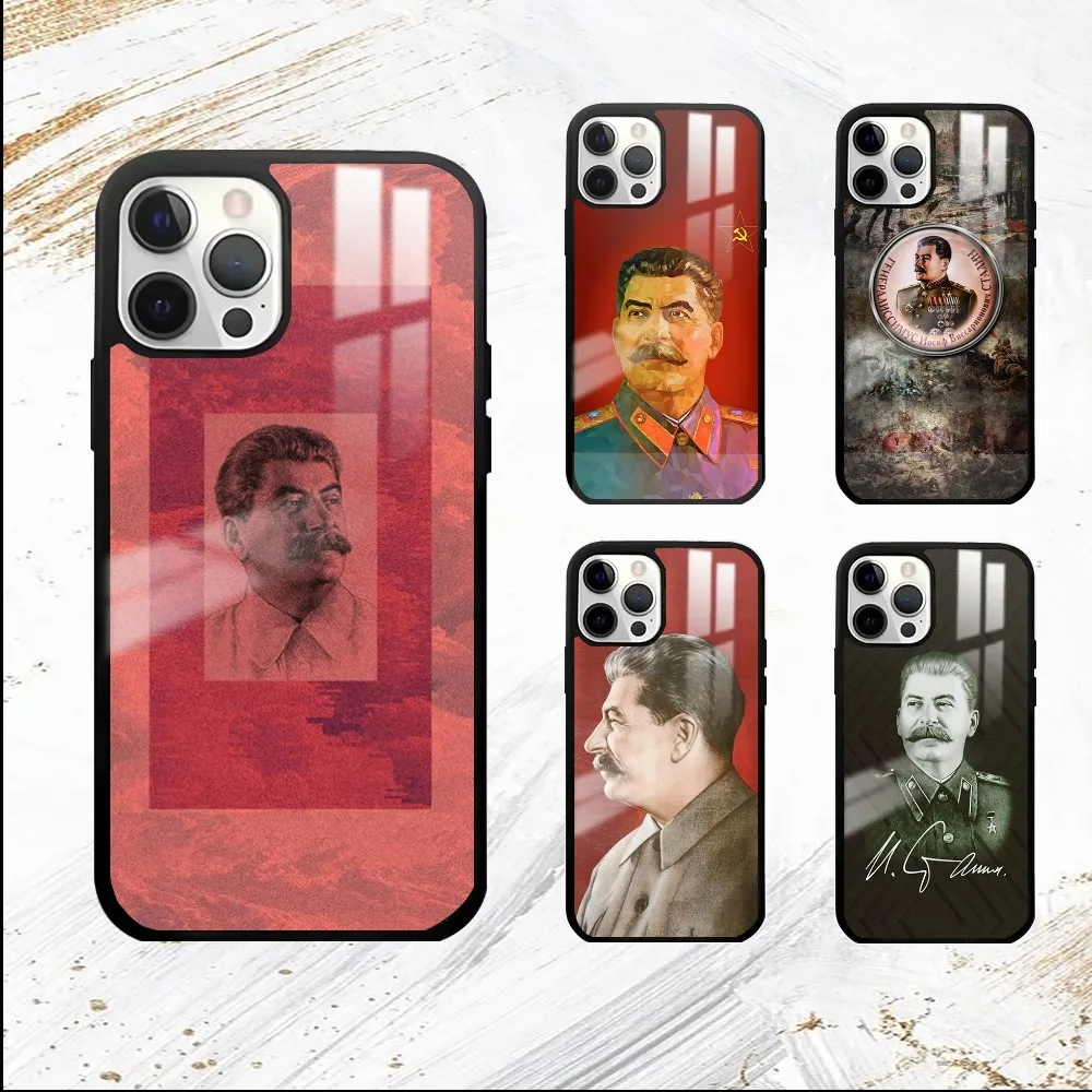 Russian Commander Stalin Phone Case For iPhone 16 15 14 13 12 11 Pro Max Plus Mini PC Fashion mirror phone case