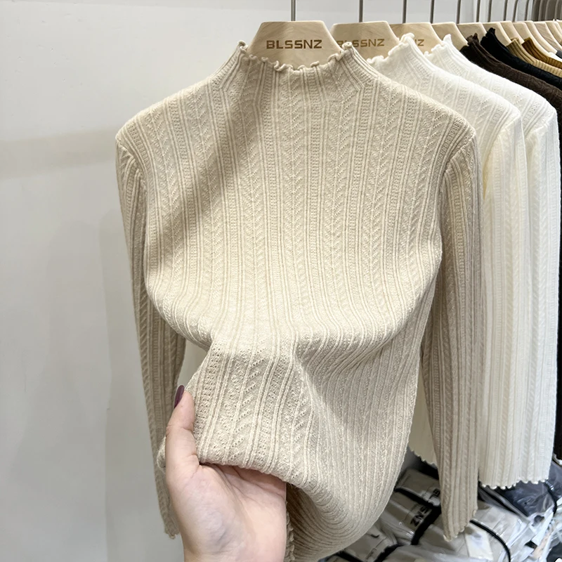 2025 Autumn Winter Base Layer Sweaters Fashion Turtleneck Sweaters Women Slim Long Sleeve Knitted Jumpers Soft Warm Femme Top