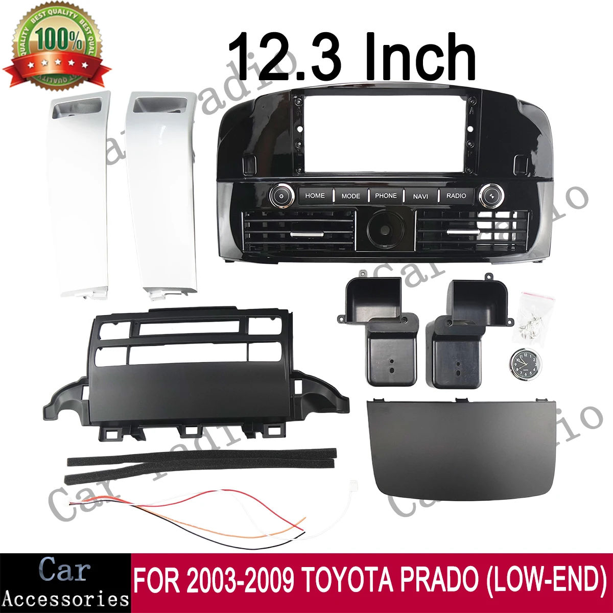 For 2003-2009 TOYOTA PRADO LOW-END 12.3 Inch Car Radio Android Stereo Frame Player Head Unit Fascia Panel Dash Board Cover