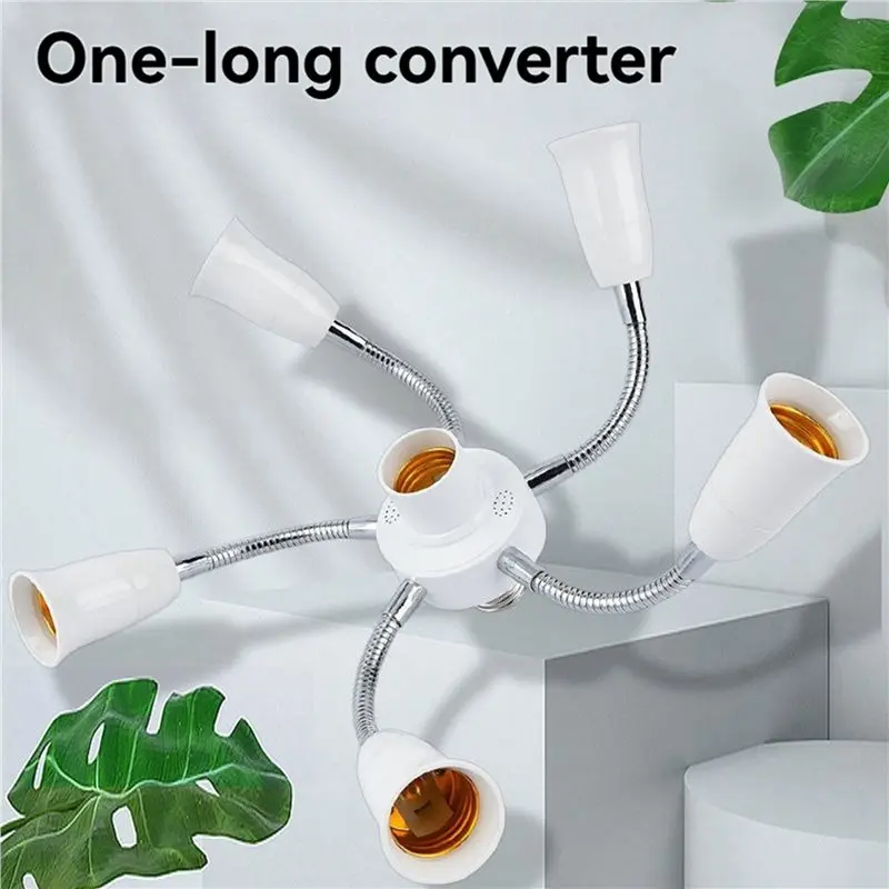 2X E27 LED Bulb Splitter Adapter Adjustable Light Holder Socket Converter For Exhibitions Light Holder 5 Heads