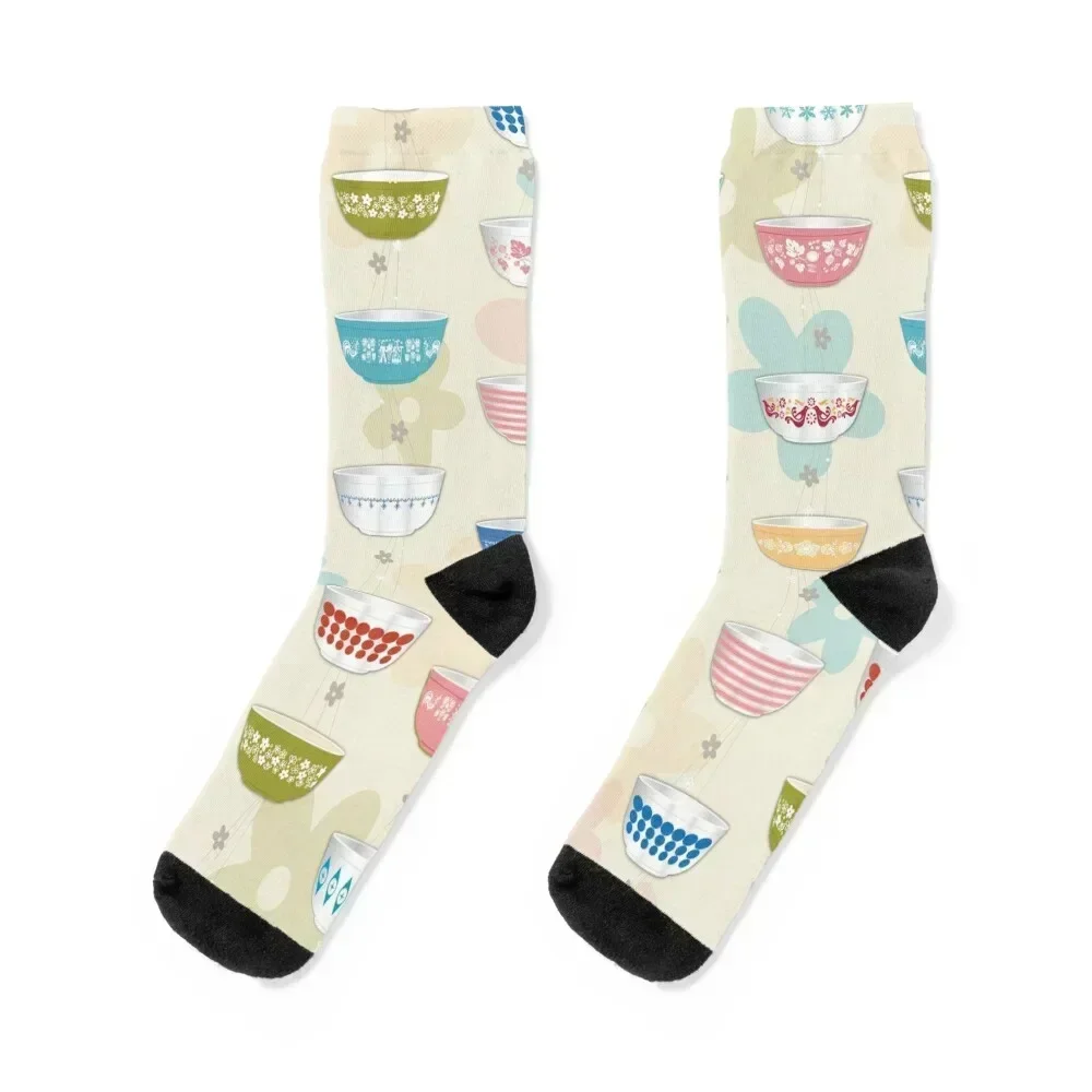 Vintage Pyrex Bowls Collection Socks kawaii basketball christmas gifts Stockings Girl'S Socks Men's