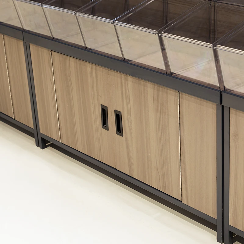 Customized supermarket bulk shelves, multigrain and nut snack shelves