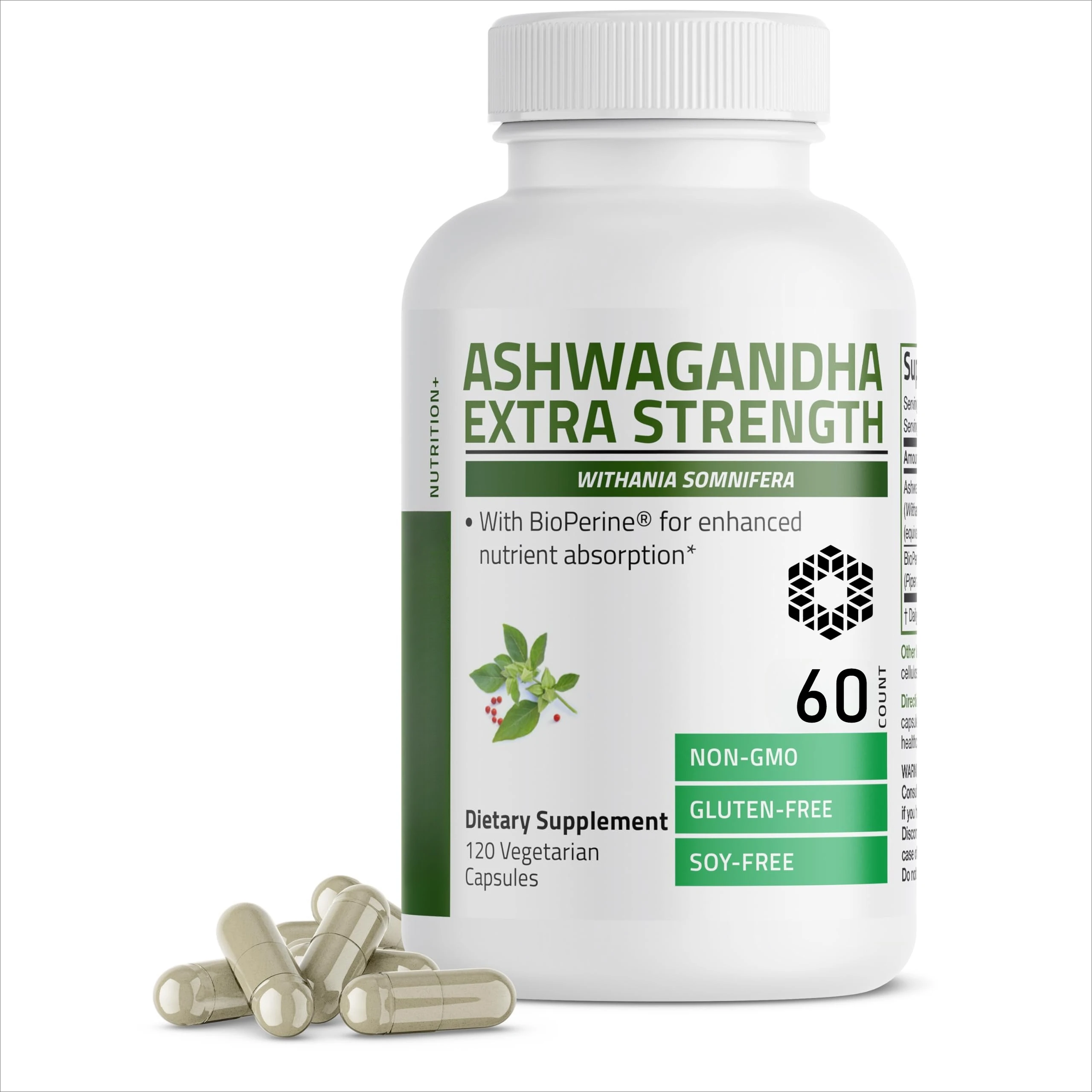 Organic Ashwagandha, Dietary Supplement for Stress Relief, Energy, Occasional Insomnia, Non-GMO, Vegan, Gluten-Free
