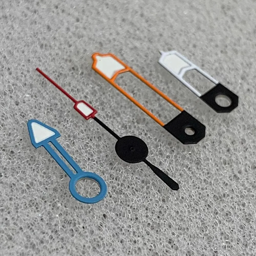 Modified GMT watch accessories orange, white and blue color-blocked four-hand hands, green luminescent hands, suitable for NH34