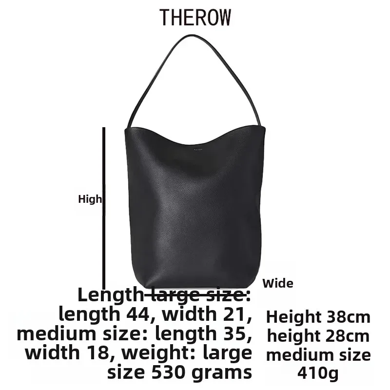 Row Large Capacity Water Bucket Bag Genuine Leather Lychee Pattern Tote Bag For School And Commuting New Single Shoulder Bag