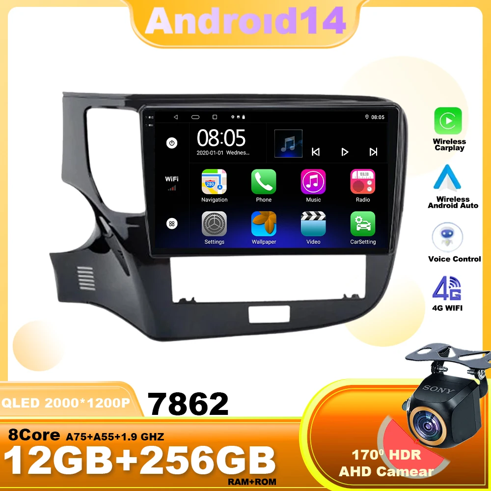 

Android 14 For Mitsubishi Outlander 3 III GF0W GG0W 2018 - 2021 Car Radio Multimedia Video Player Navigation stereo GPS Carplay