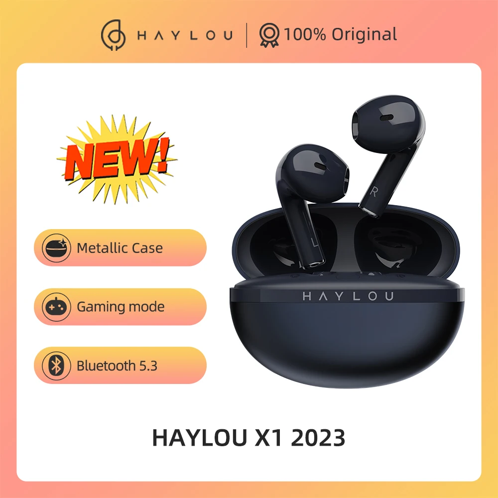 100% Original NEW HAYLOU X1 2023 TWS Bluetooth 5.3 Earphones Metallic Case Wireless Headsets Life Sports Half In-Ear Earbuds