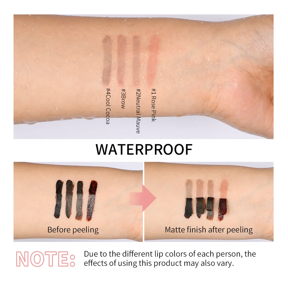 4 สี Peel Off Lip Liner Tattoo กันน้ํา Long Lasting Matte Non-Stick ซีดจาง Lip Tint เซ็กซี่สีแดง Contour Lips Make Up เครื่องสําอาง