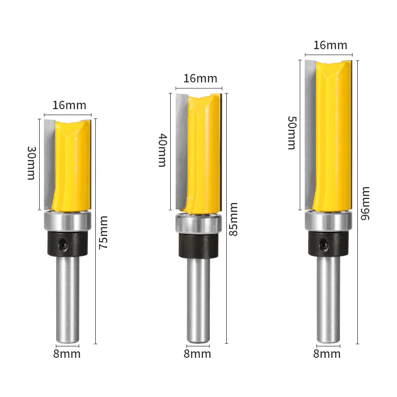 PTA 8MM Shank D16 Pattern Bit Router Bit Woodworking Milling Cutter For Wood Bit Face Mill Carbide Cutter End Mill