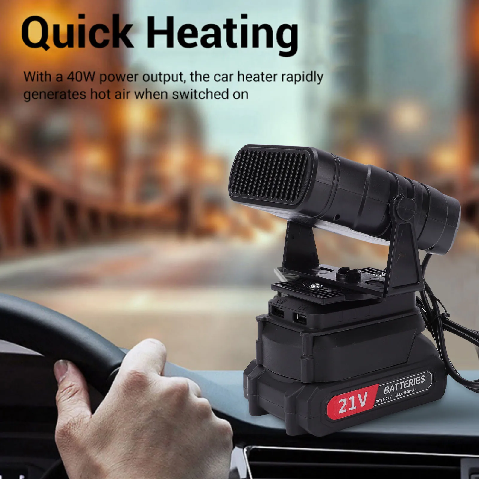 

Автомобильный обогреватель 50 Вт 360 ° Вращающийся бесшумный автомобильный обогреватель-дефоггер с защитой от опрокидывания для электрических трициклов, строительных площадок и использования на открытом воздухе