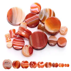 1PC Red Line Agate Stone Ear Plugs Gauges Earrings  Ear Plug Flesh Tunnel Piercing Expander Ear Stretcher Body Piercing Jewelry