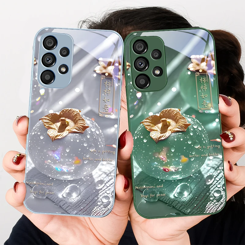 

Purple crystal persimmon For Samsung S8 S9 S10 20 U ltra S21 Pro S22 Plus S23 FE S24 Ultra S25 Edge S25Ultra Glass Phone Case