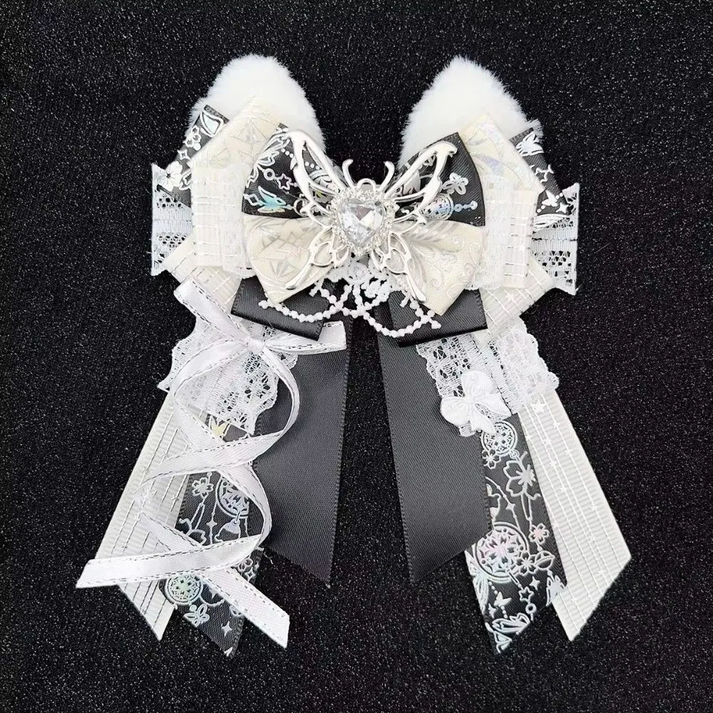 Decorative Bow Pin Lace Bow Brooch Lace Detail Polyester Bow Accessory Colorful Handmade Ita Bag Decoration Cosplay Accessories