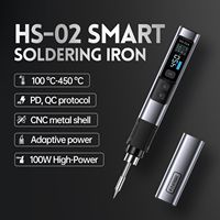 FNIRSI HS-02 Soldering Iron Smart Sleep IPS Color Display Screen 100-450℃ Soldering Rework Station PD100W Portable Repair Tool