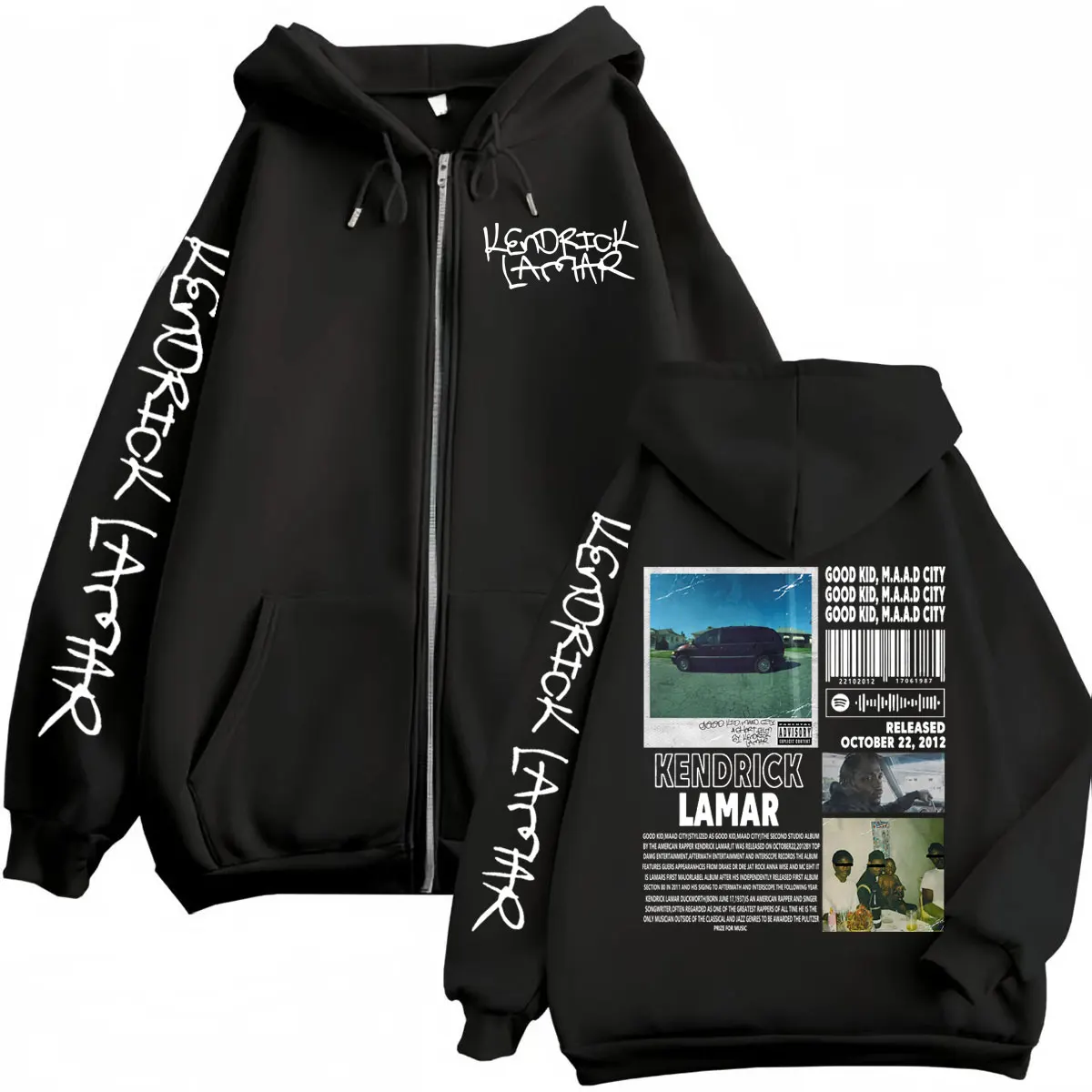 Rapper Kendrick Lamar Album Zipper Hoodie Hip Hop Vintage Zip Up Hooded Sweatshirts Men Women Fashion Casual Oversized Pullovers