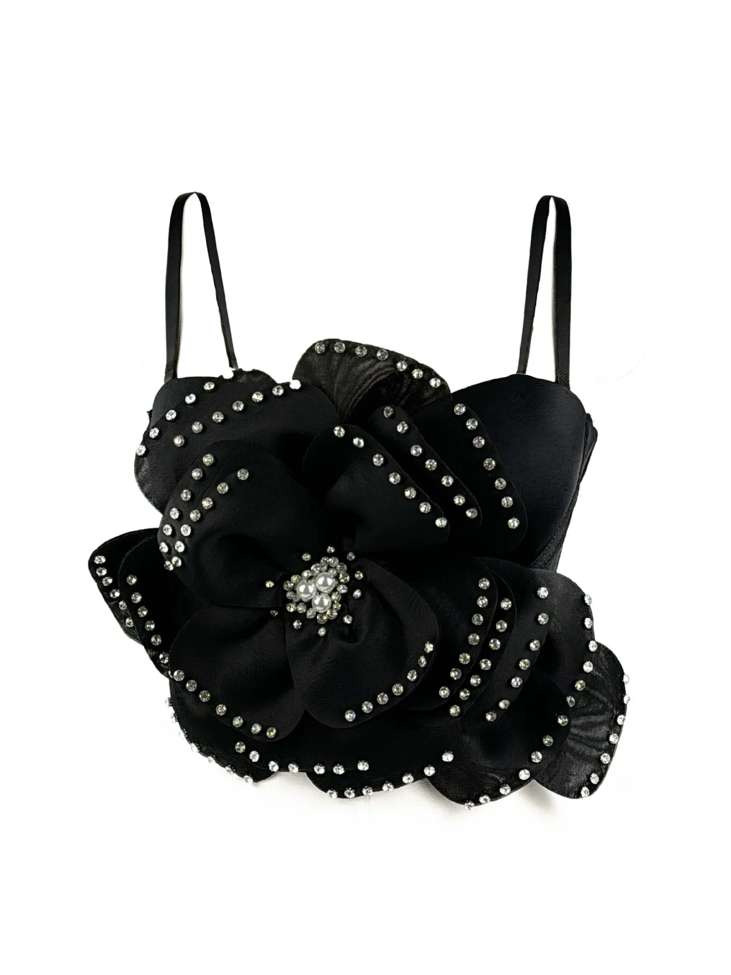 New Design Corset Bustier Women Big Flowers Multi-layered Pearl Diamonds Short Top Vest Sexy Bra Push-up Party Night Club 4D924