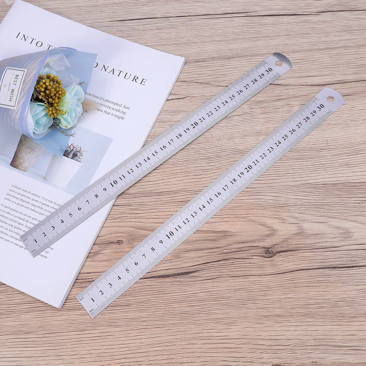 10pcs 30Cm Metal Ruler Stainless Double Side Scale Home School Office Straight Ruler Smooth Edge Drawing Tool