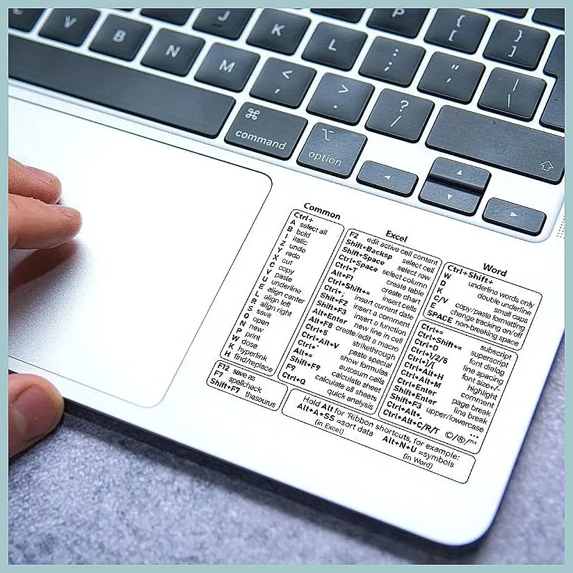 Vinyl Keyboard Shortcut Stickers for Windows Excel Word | Self-Adhesive Office Reference Guide