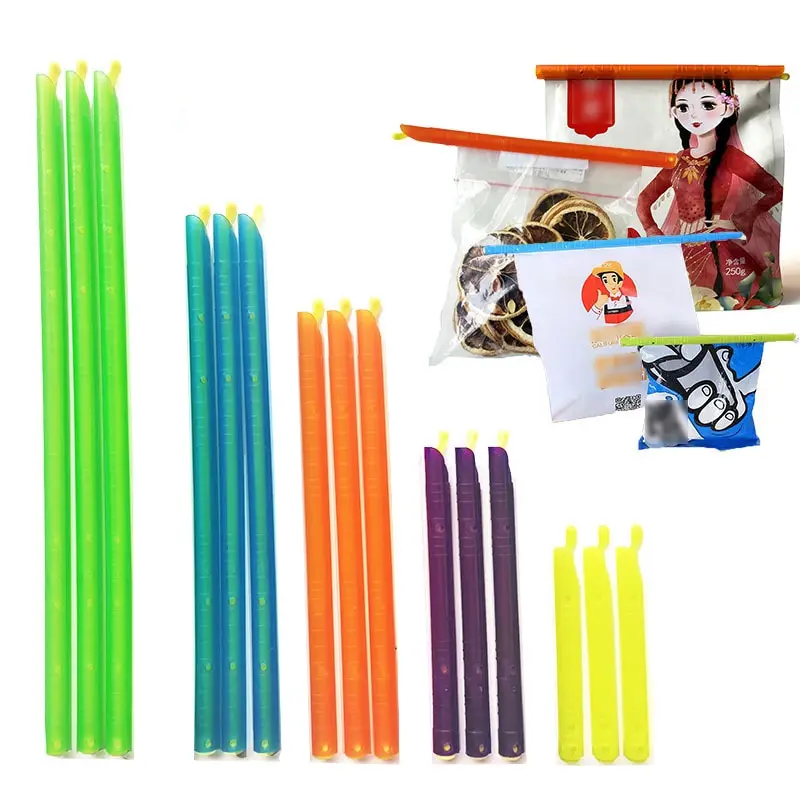 15Pcs Set Bag Clips Food Snack Bags Portable Sealing Container Fresh-Keeping Sealer Clamp Rod Storage Bag Moisture-proof Clip