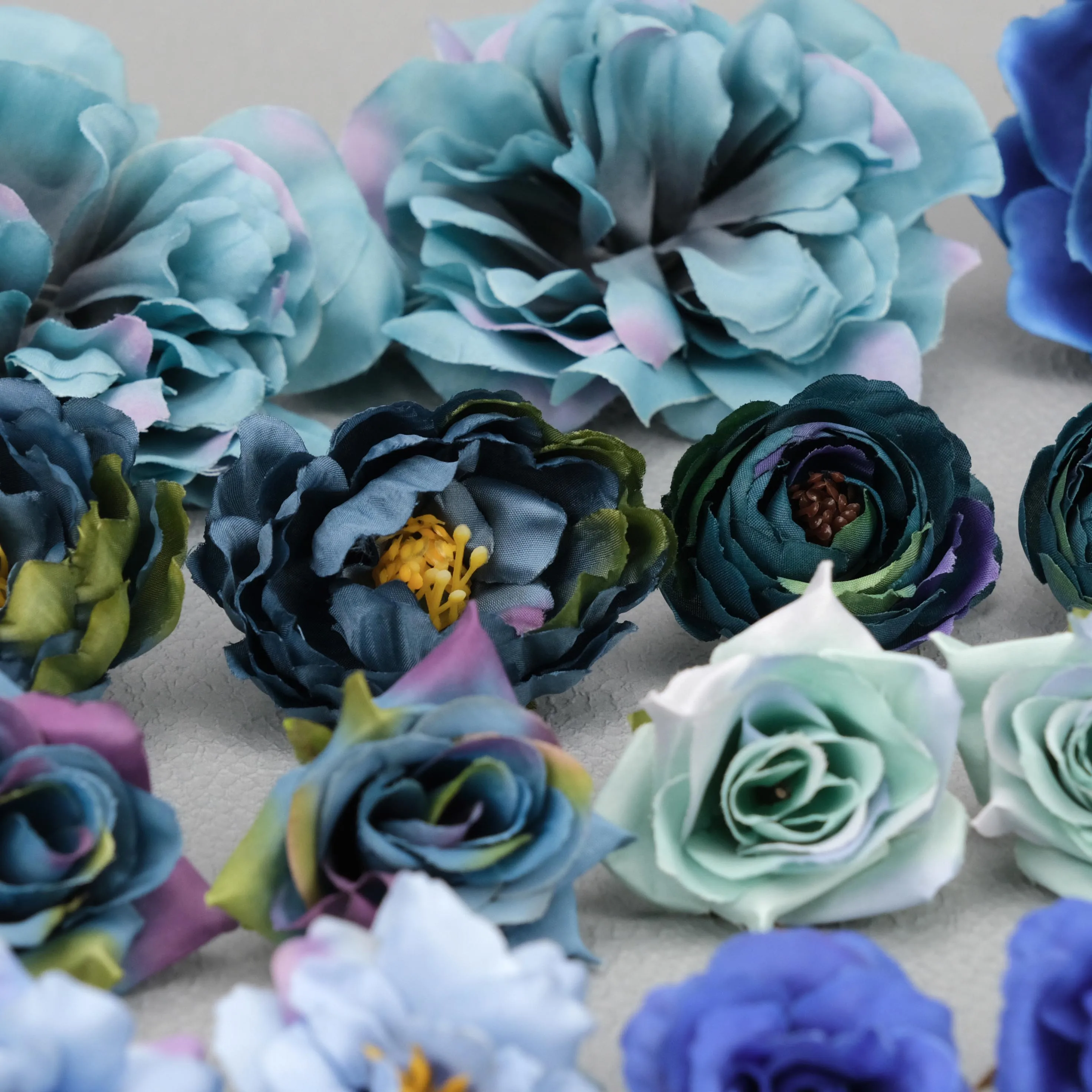 40Pcs Royal Blue Artificial Silk Flower Head Bulk Fake Flower For DIY Creation Hairclip Crown Decor