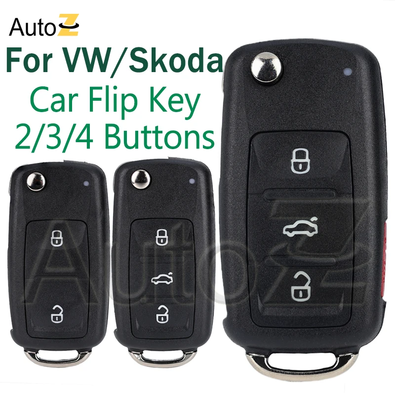 Car key Shell Case For VW Volkswagen Tiguan Passat CC Golf Mk6 SEAT Skoda Octavia Auto Flip key 5K0837202AD Remote Key Shell