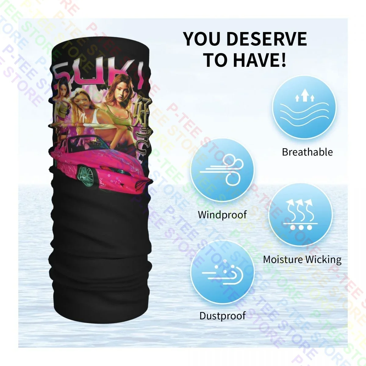 Suki 2 Fast 2 Furious 90 년대 목 각반 스카프 페이스 마스크, 여름 러닝 하이 퀄리티