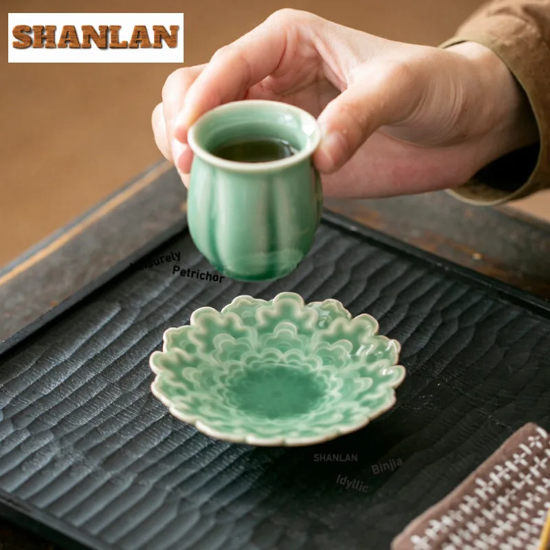 2 قطعة/الوحدة الإبداعية سيلادون الوقايات اليابانية وسادة ساخنة ل فناجين القهوة الصحن المنزلية مكافحة تحرق المفارش حامل الكأس حفل الشاي #5