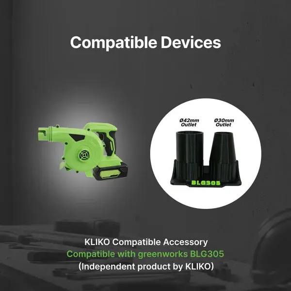42mm 30mm Round Blower Nozzle & Wall Holder Compatible with Greenworks BLG305, Leaf Blower Attachment, Garden Accessory