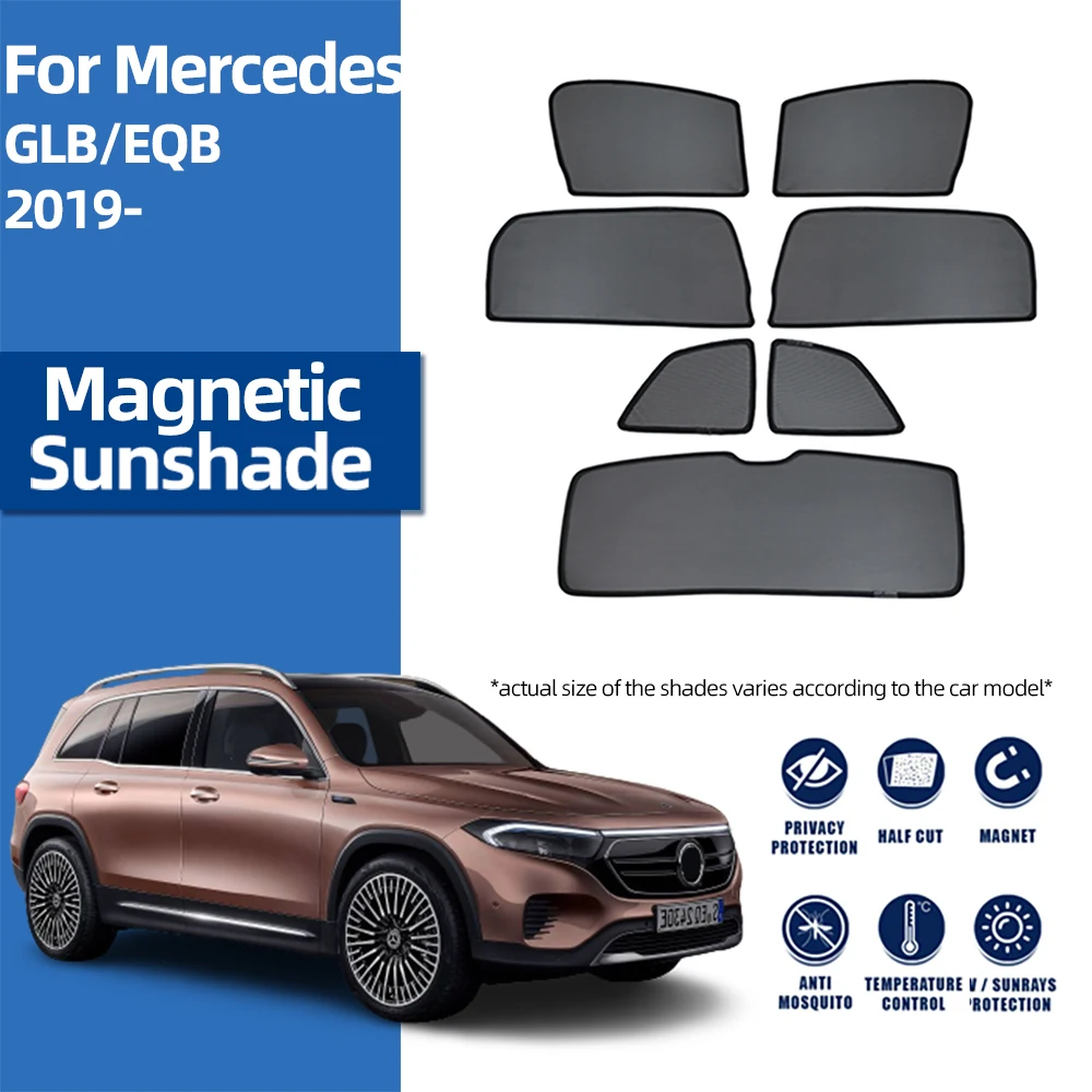 

For Mercedes Benz GLB EQB 2019-2024 Magnetic Car Sunshade Shield Front Windshield Curtain Rear Side Baby Window Sun Shade Visor