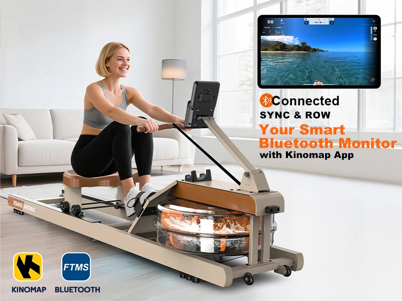 Faltbares Wasser-Rudergerät | 160KG Traglast | Bluetooth-Monitor | 180 ° Klappbares Heimtrainer-Rudergerät mit Aufbewahrungsrädern – Detail 9
