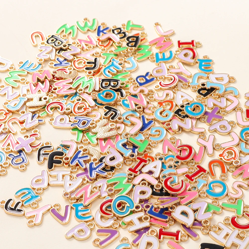 26pcs Kawaii Mix A-Z Letters Charms for Necklace Bracelet Making Accessories Diy Alphabet Charm Pendants Jewelry Making Crafts