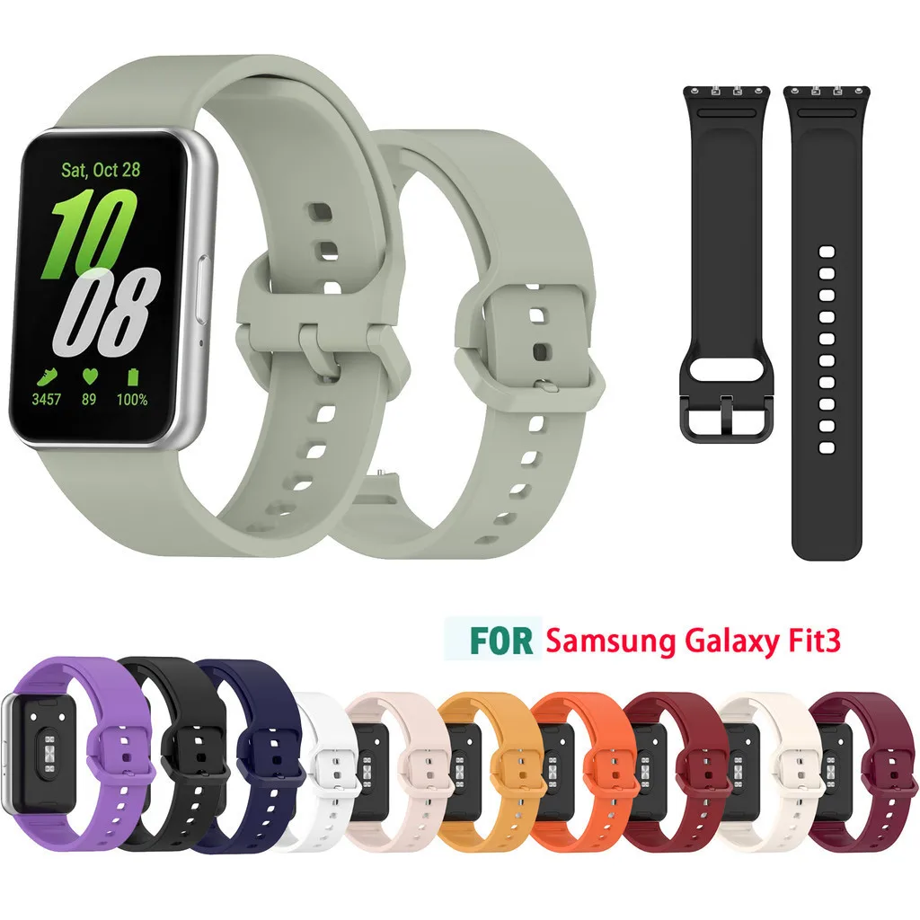 Силиконовый ремешок для Samsung Galaxy Fit3 Fit3 SM-R390, металлическое соединение, мягкий водонепроницаемый спортивный модный браслет для умных часов