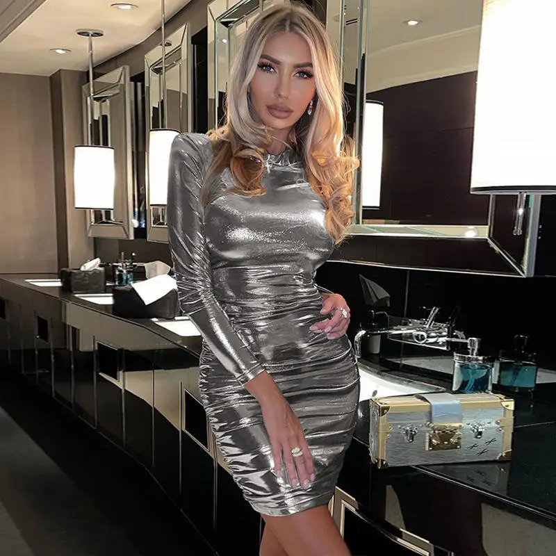 Faionable Winter Slimming Long Sve Polyester Dr Bodycon Skirt mid Waist k Sle Autumn New Arrival Women's Dr