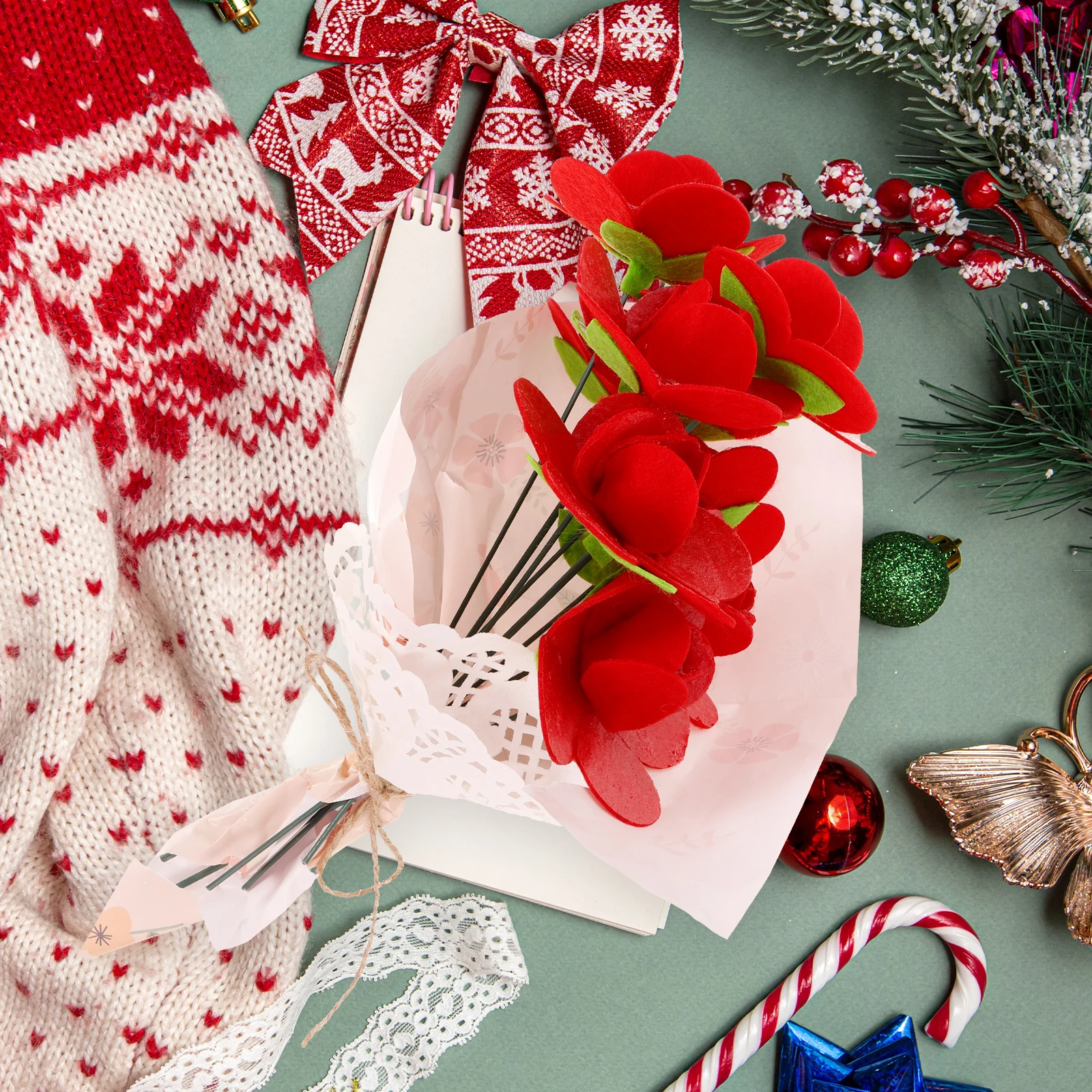 

2 Sets Hand Bouquet Material Unfinished DIY Flower Accessories Improve Kids Creativity Cognitive Ability Bouquet Making Supplies