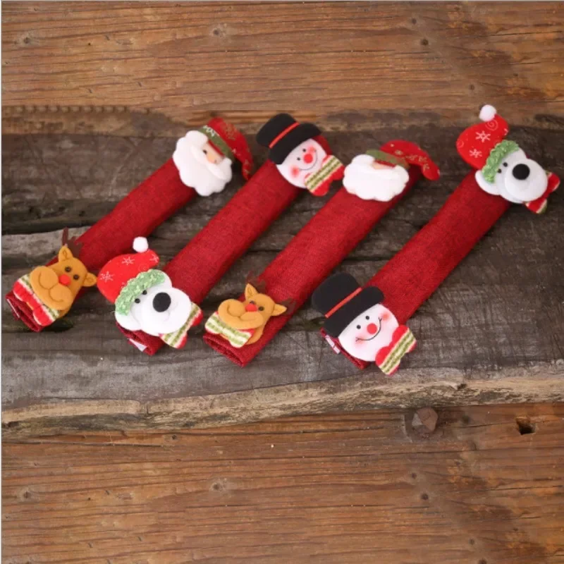 

Christmas decorations microwave door handle cover protective cover door handle linen refrigerator handle gloves