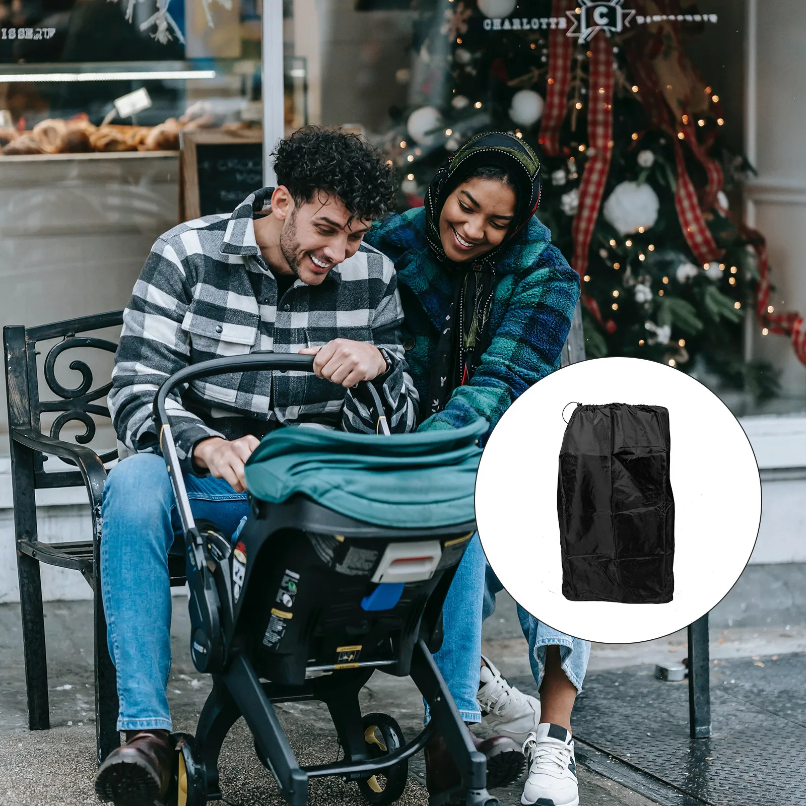 

Stroller Travel Bag High Quality Lockable Drawstring Closure Two Shoulder Straps Compatible for Airplane Gate Check Storage Bag