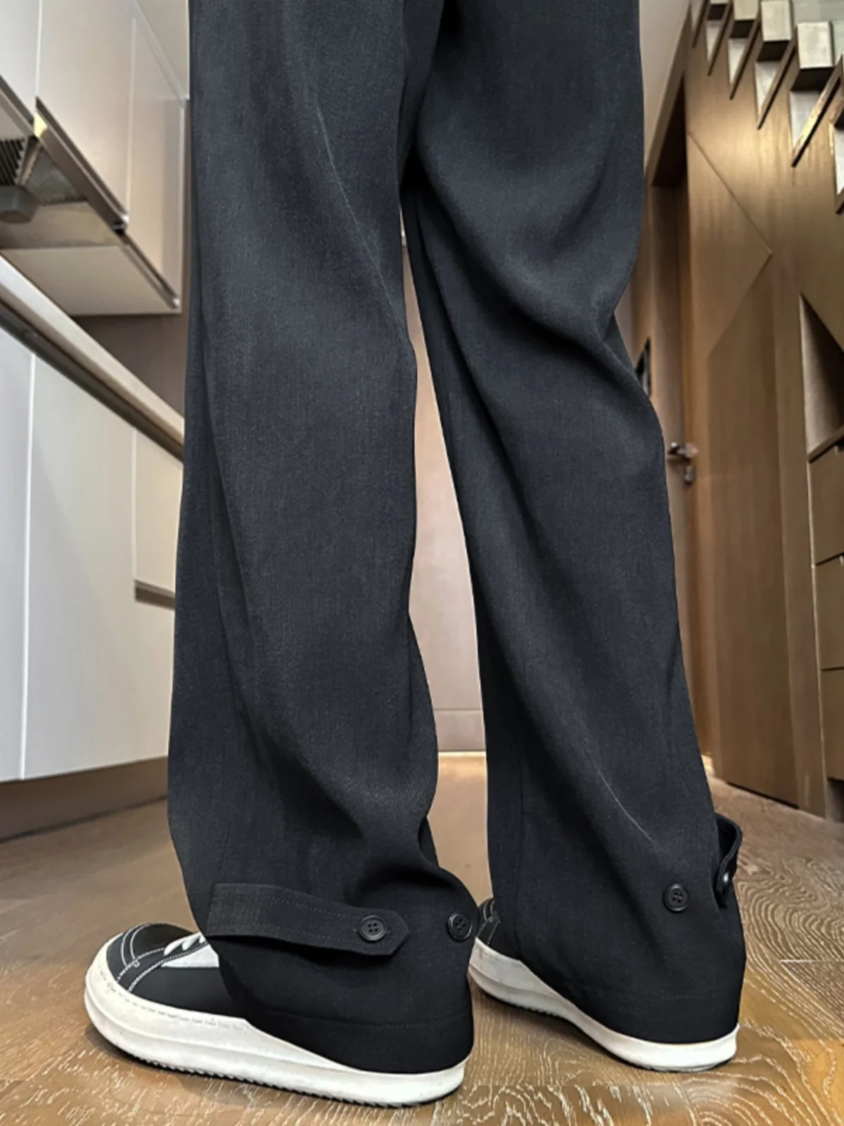 

Men's Wide Leg Pants Bla Drapey Flared Trousers Casual Long Pants Autumn New Sle High Waist Straight Leg Suit Pants