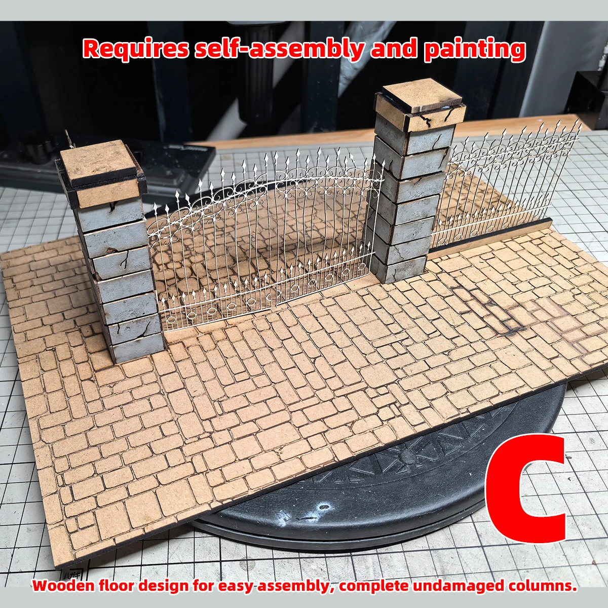 Architektonisches Modell zum Zusammenbauen, Miniaturgebäude, Architektur, Innenhof, Tor, Umzäunung, Mauer, Haus, Diorama, Maßstabsgetreues Modellbauset 1/35 – Detail 3