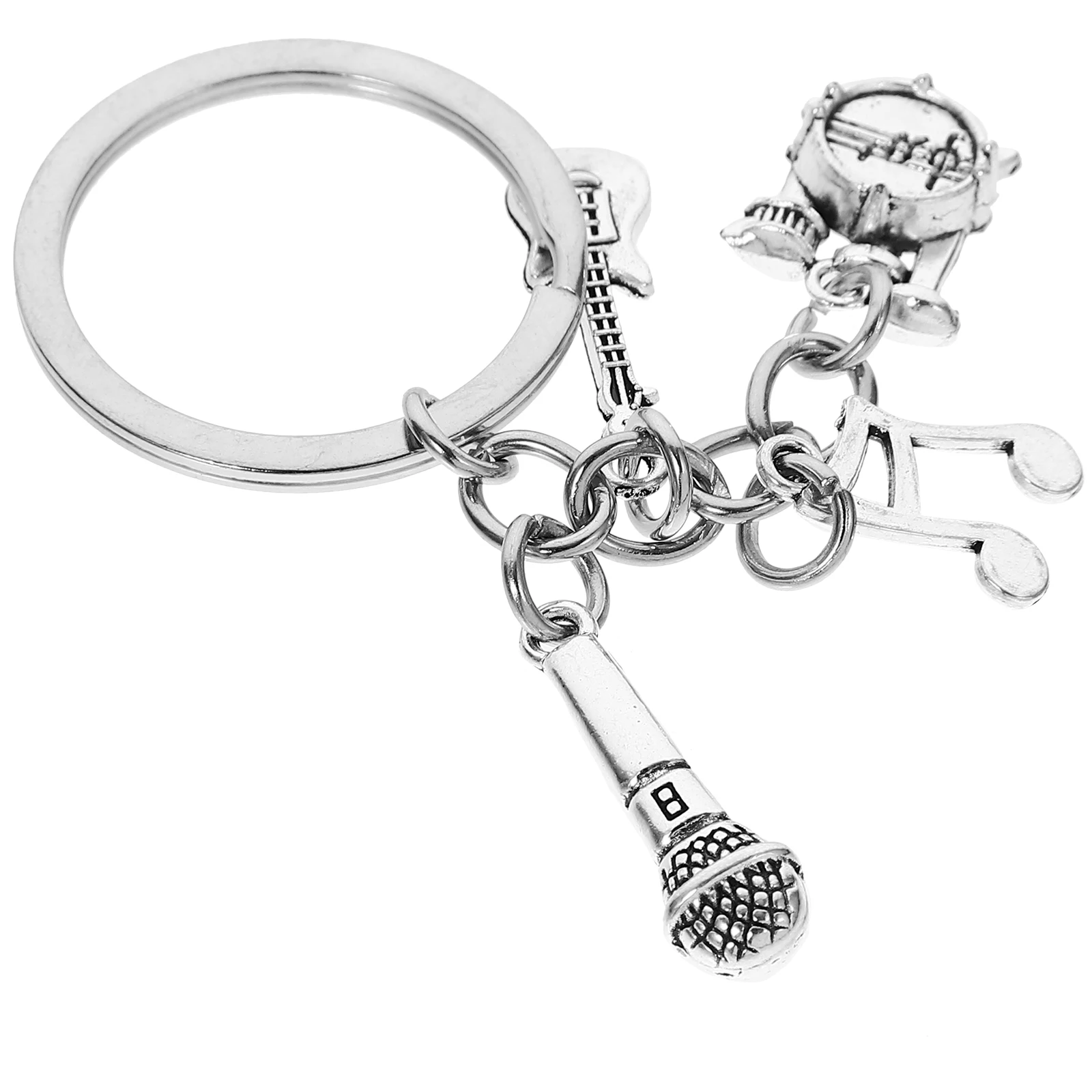 

Music Guitar Pendant Keychain Ring Musical Instrument Alloy Note Guitars Man Bass Backpack Handbag Purse Charm Durable
