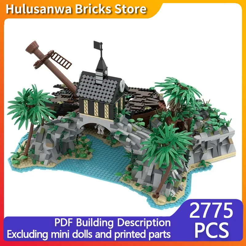 Sea Street View Model MOC Building Bricks Abandoned Pirate Beach Modular Technology Gifts Holiday Assemble Children Toys Suit