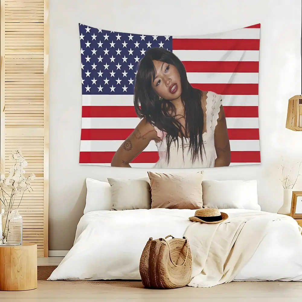 SInger B-Beabadoobee Tapestry Custom Living Bedroom Party Dormitory Interior Wall Bohemian Decoration Attached Clip