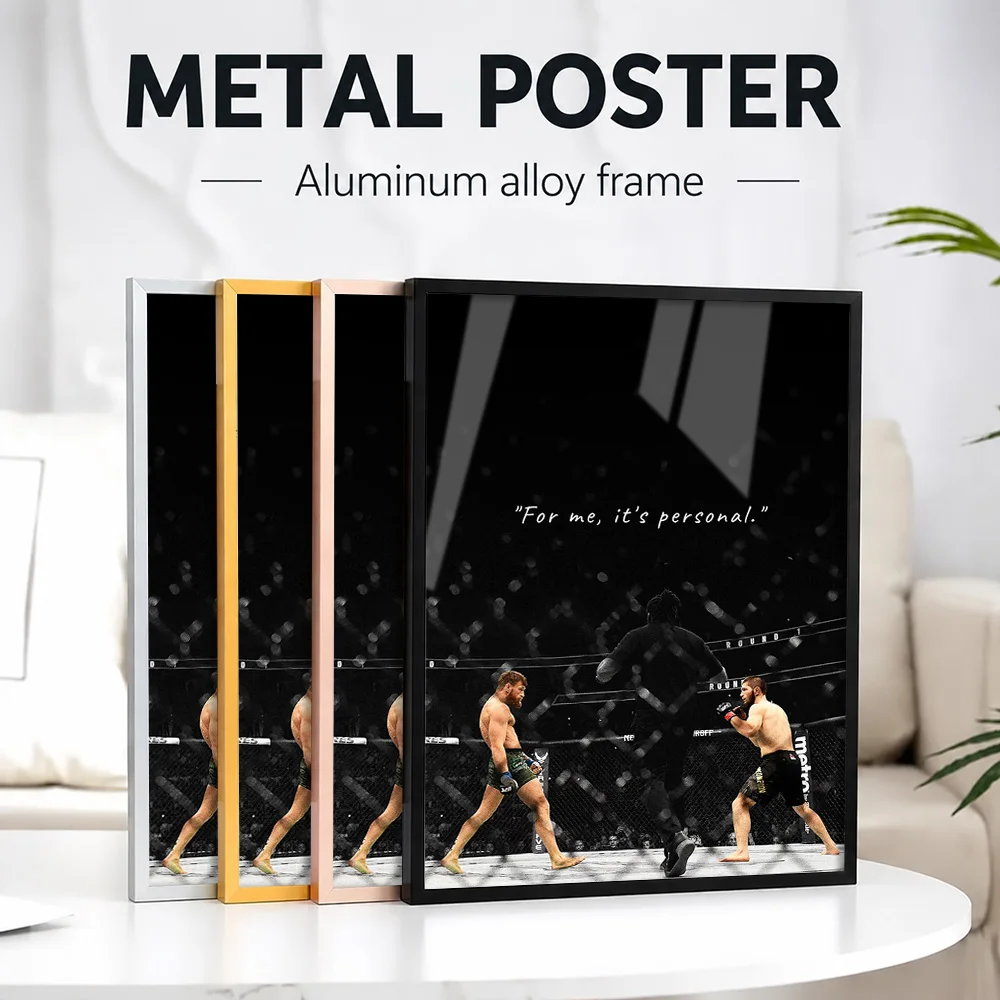 Conor McGregor And Khabib Nurmagomedov Framed Metal Print Personalized Photo Dynamic Athletic Style Wall Art For Training Room