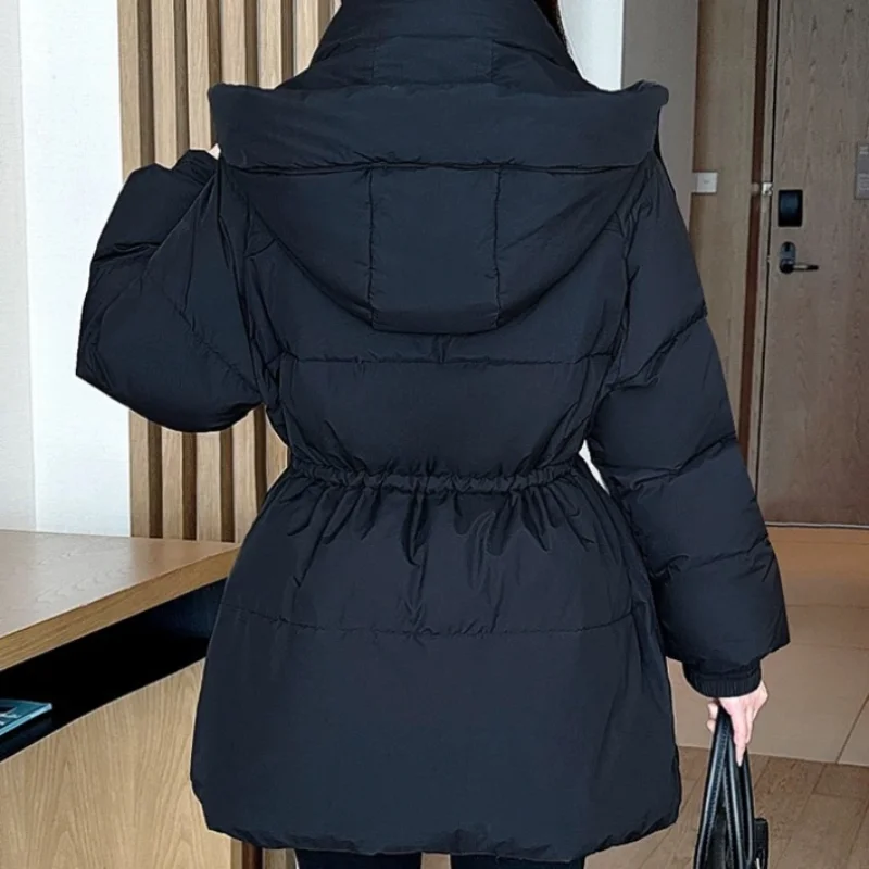 Woman Winter Coats 2024 New Outerwears Fashion Waist Drawstring Parka Thickened Loose Warm Padded Jackets for Women