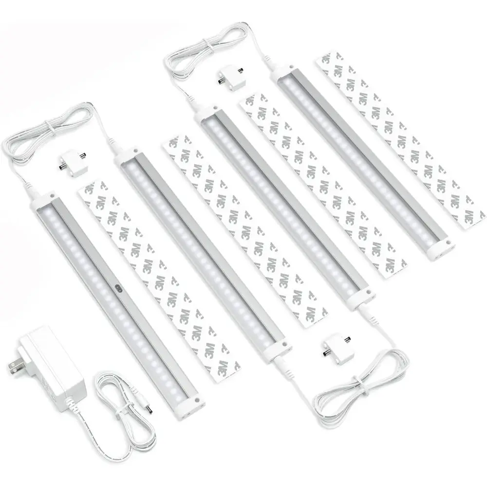 

Hand Wave ted Under Cabinet LED Lighting Kit, Dimmable, 4-Pack 12 in - TouchlDimming Control, White Under Counter Lights or Kitc